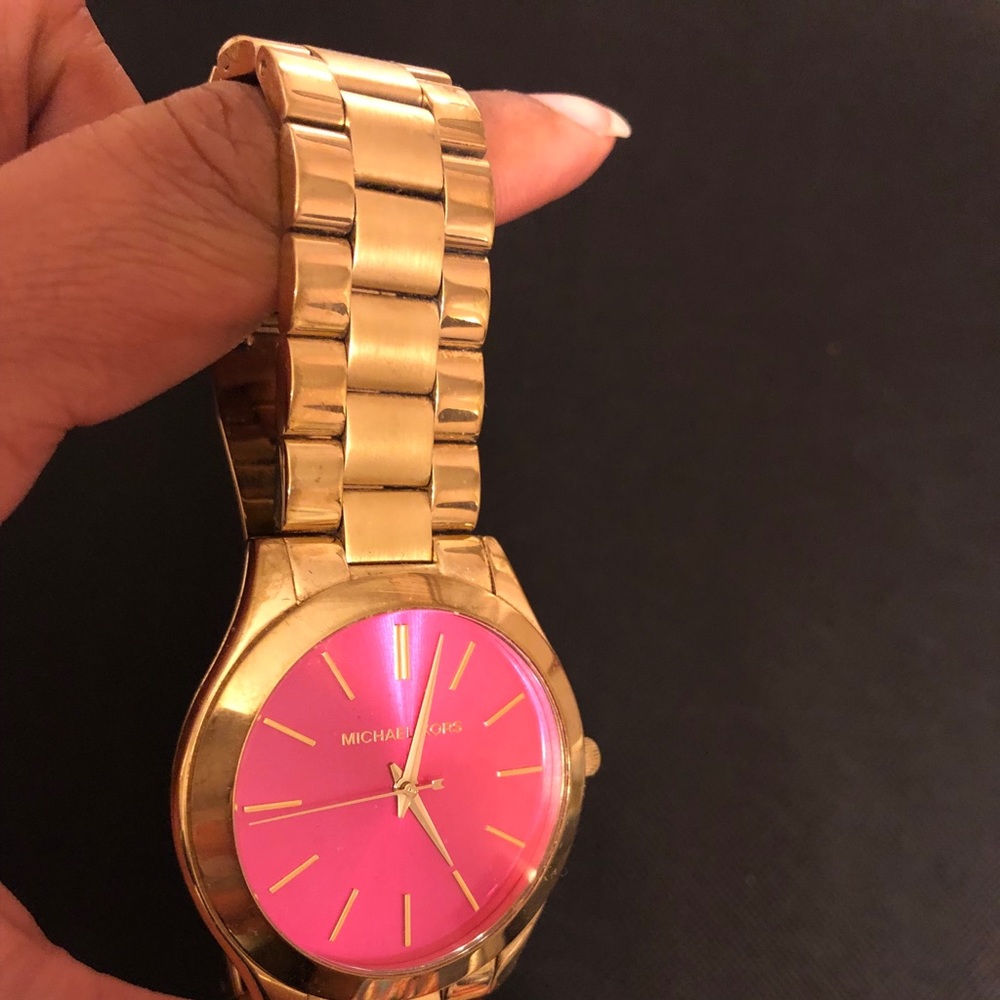 Michael Kors Watch - Pink Bevel/Gold Stainless